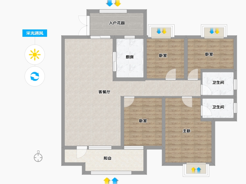 湖北省-黄冈市-铁投·书香林语-114.28-户型库-采光通风