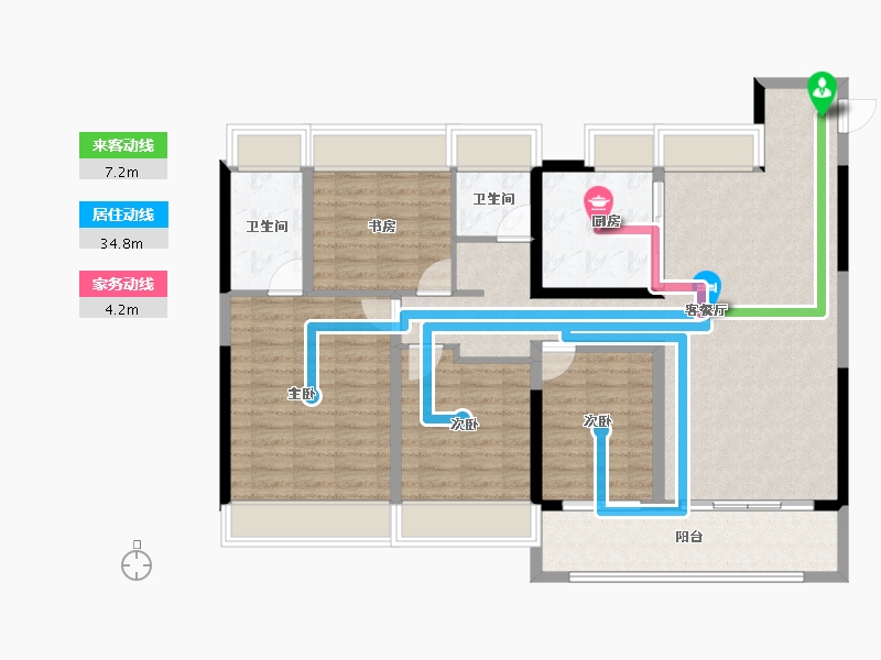 江苏省-淮安市-建发水利天玺湾·雅苑-114.96-户型库-动静线