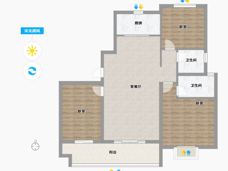 河南省-开封市-兰考仟禧华府-108.14-户型库-采光通风