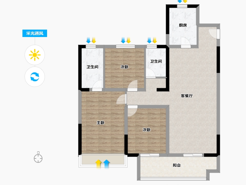 河南省-安阳市-滑县正商兰庭华府-100.51-户型库-采光通风