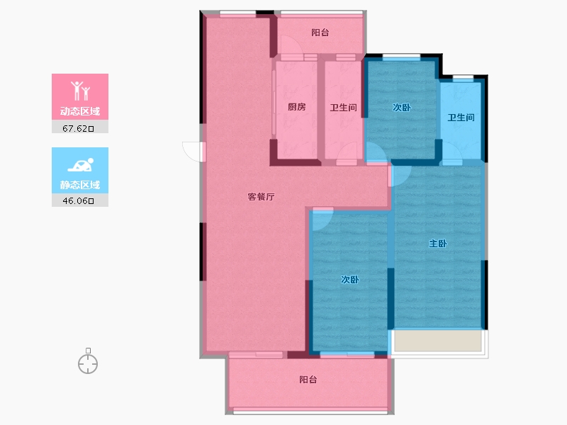 江苏省-淮安市-中天清江诚品-101.22-户型库-动静分区