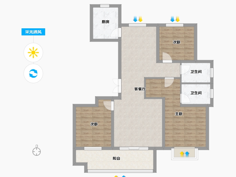 安徽省-安庆市-云海华庭-95.28-户型库-采光通风