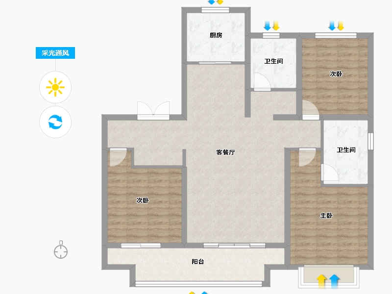 河北省-衡水市-泰达铂瑞府-112.01-户型库-采光通风