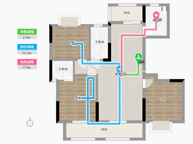 湖南省-岳阳市-滨水翡丽城-110.00-户型库-动静线