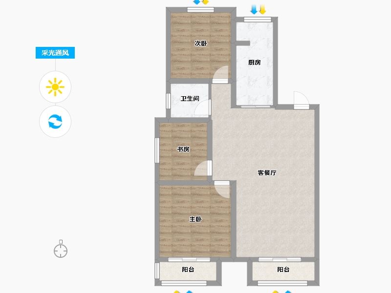 河北省-廊坊市-嘉都TIME-85.44-户型库-采光通风