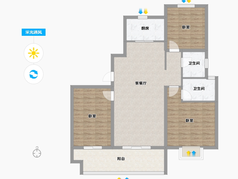 河南省-开封市-兰考仟禧华府-103.20-户型库-采光通风