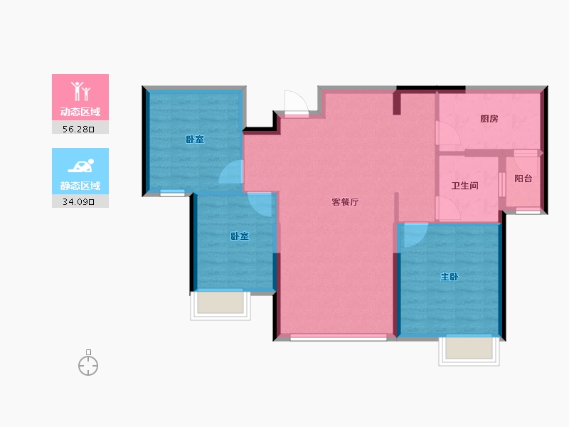 内蒙古自治区-鄂尔多斯市-鄂尔多斯恒大名都-81.40-户型库-动静分区