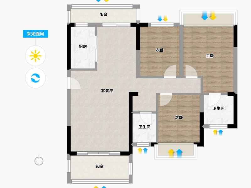 湖南省-郴州市-月半湾-90.00-户型库-采光通风