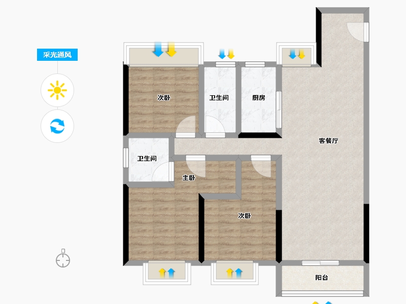 湖北省-黄冈市-孔雀城十里湖光-92.01-户型库-采光通风