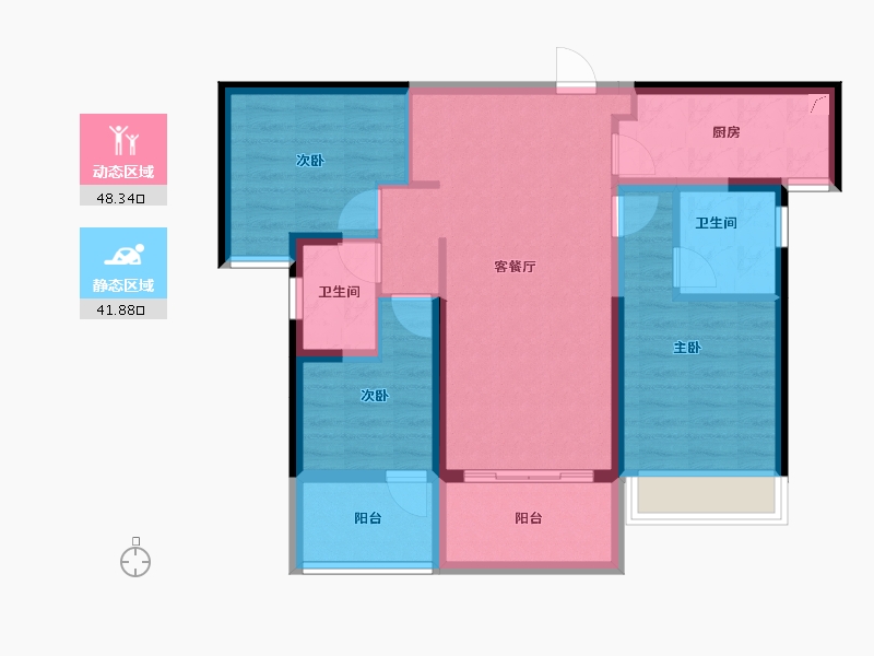 广东省-汕头市-龙光逸景阳光嘉府-79.56-户型库-动静分区