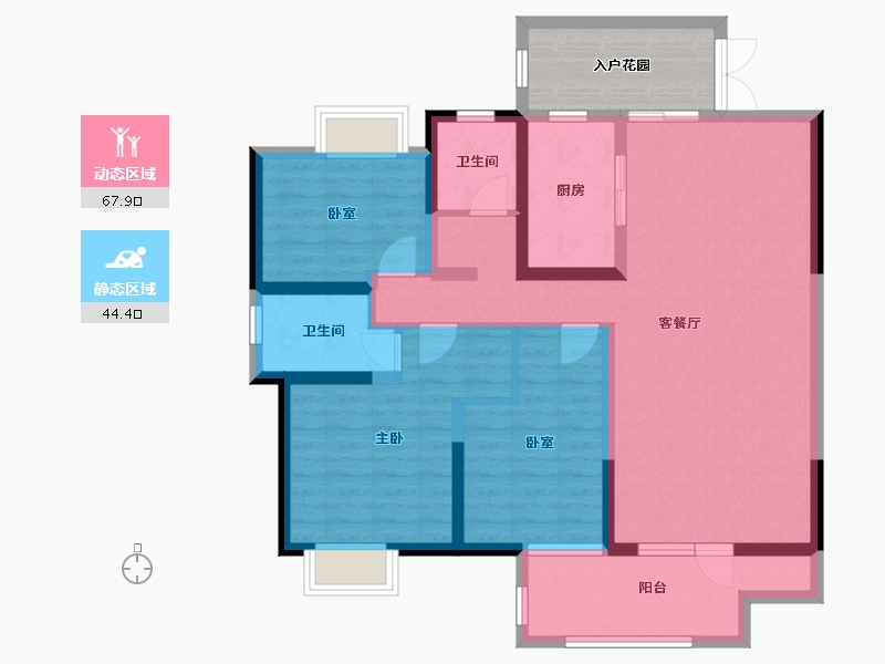 湖北省-黄冈市-铁投·书香林语-106.75-户型库-动静分区