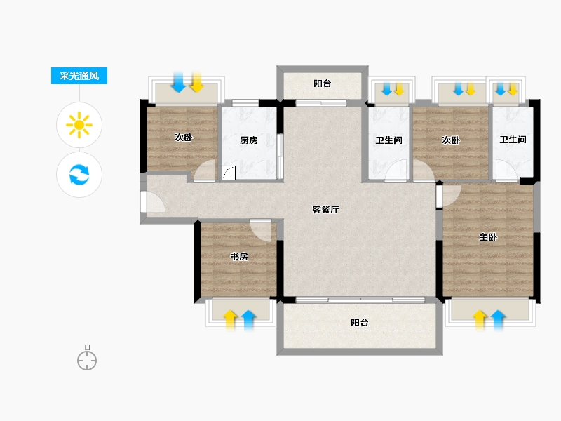 广东省-梅州市-大埔碧桂园珑悦-99.60-户型库-采光通风