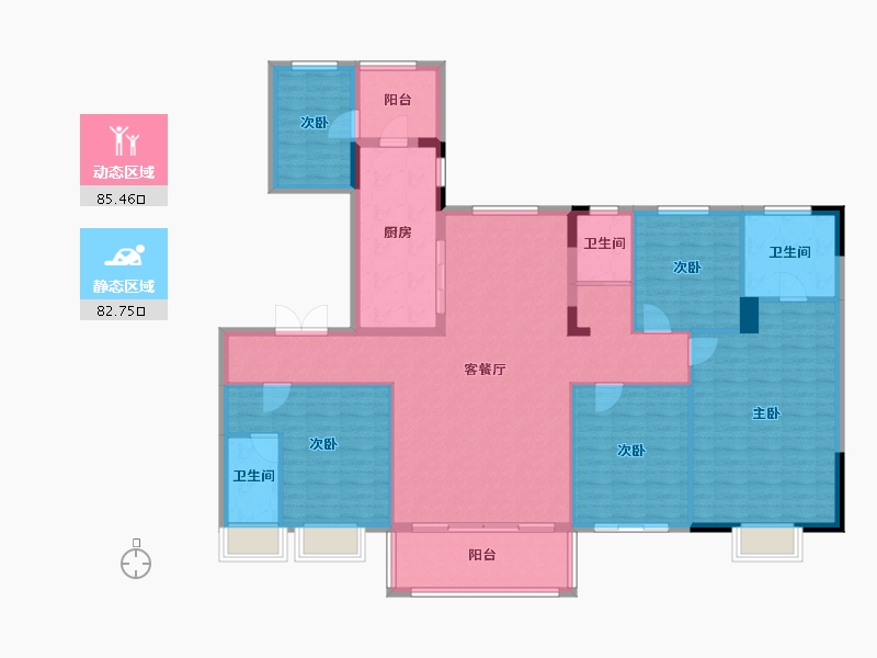 陕西省-宝鸡市-宝鸡碧桂园凤凰城-153.81-户型库-动静分区