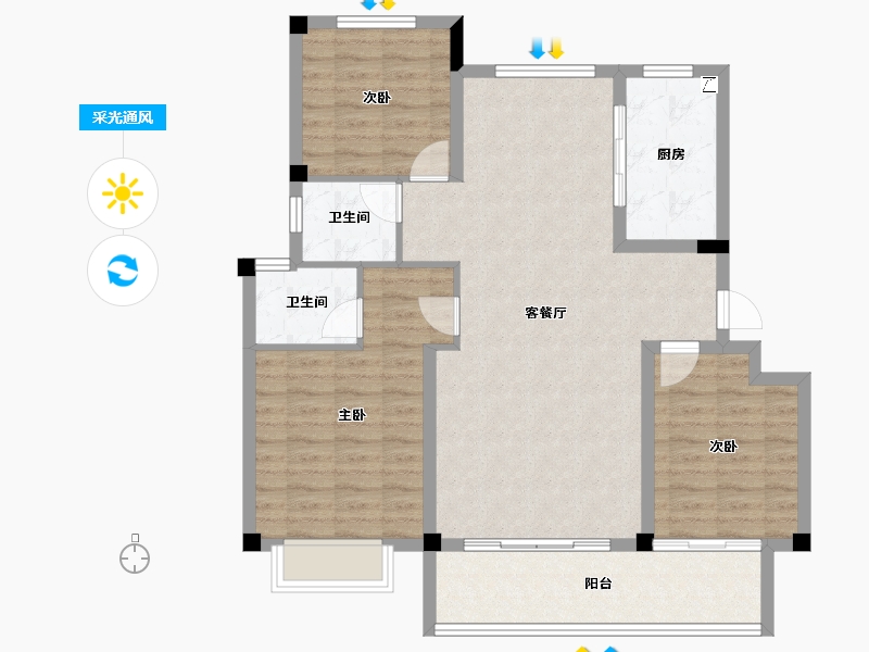 安徽省-安庆市-广源·城央壹品-99.05-户型库-采光通风