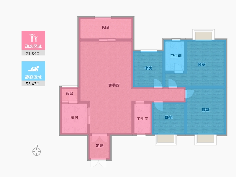 贵州省-黔西南布依族苗族自治州-冠德华庭-118.18-户型库-动静分区