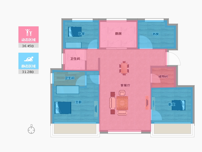 浙江省-湖州市-奥园依山府-60.92-户型库-动静分区