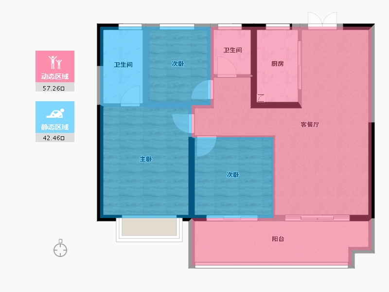 安徽省-安庆市-万达广场天空之城-88.97-户型库-动静分区