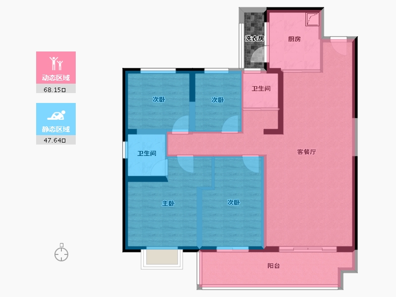 陕西省-宝鸡市-宝鸡碧桂园凤凰城-106.06-户型库-动静分区