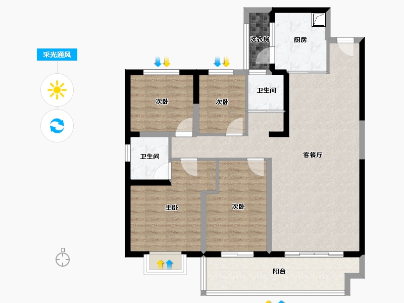 陕西省-宝鸡市-宝鸡碧桂园凤凰城-106.06-户型库-采光通风