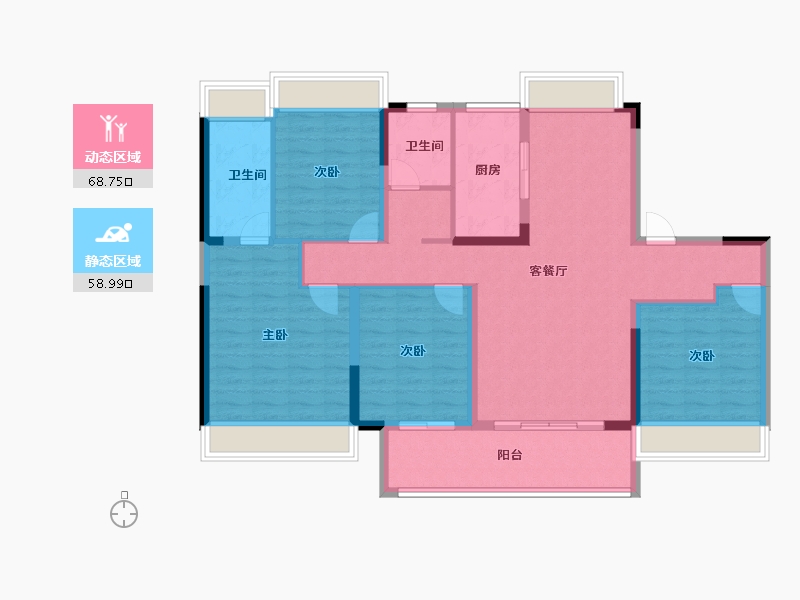 江苏省-淮安市-建发水利天玺湾·雅苑-114.85-户型库-动静分区