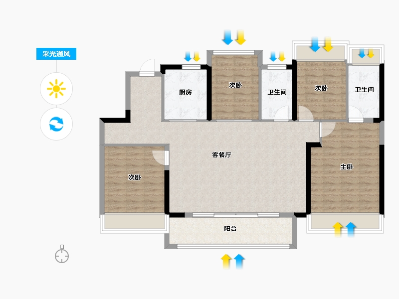 江苏省-淮安市-建发水利天玺湾·雅苑-115.09-户型库-采光通风