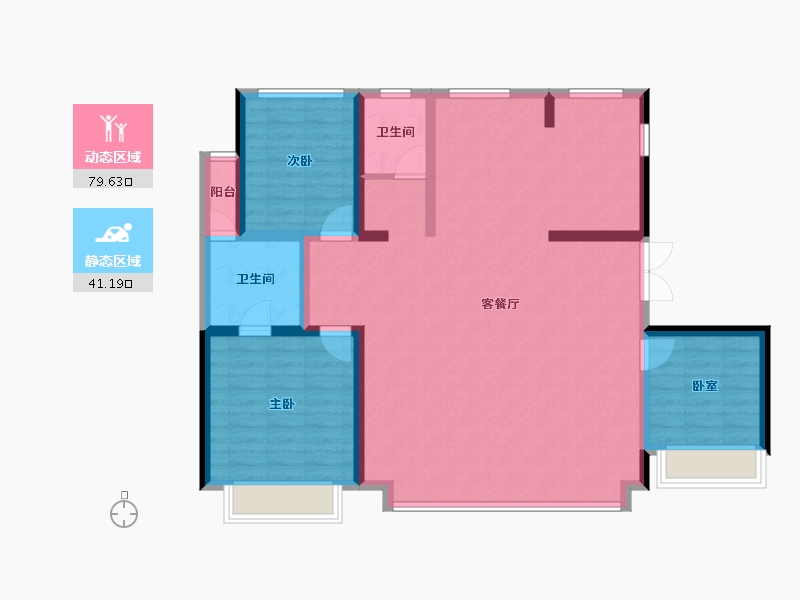 内蒙古自治区-鄂尔多斯市-熙湖明珠-109.32-户型库-动静分区