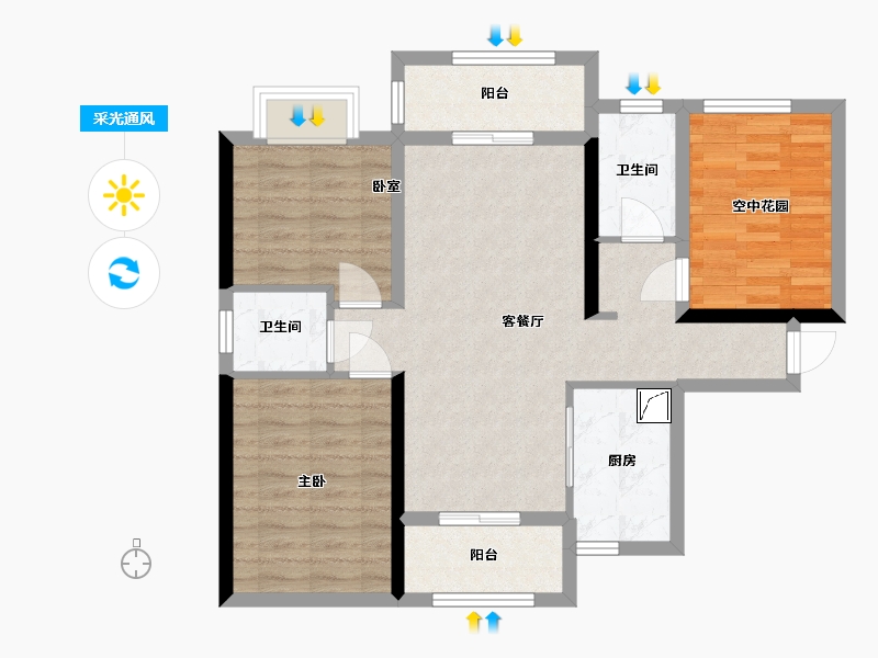 广东省-肇庆市-海缙蓝湾-85.00-户型库-采光通风