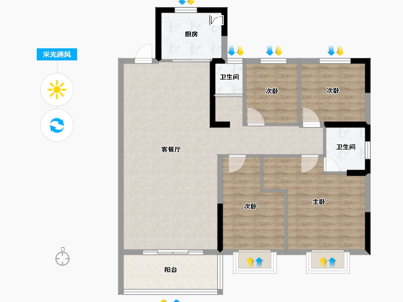 陕西省-宝鸡市-宝鸡碧桂园凤凰城-101.35-户型库-采光通风