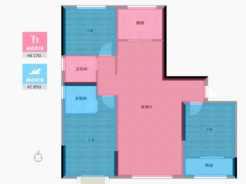 内蒙古自治区-鄂尔多斯市-鑫通城书香院-81.38-户型库-动静分区