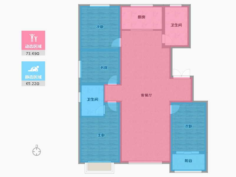 山东省-淄博市-鸿暻悦城-125.46-户型库-动静分区