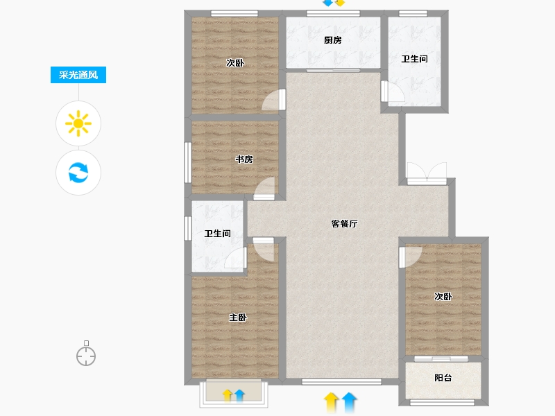 山东省-淄博市-鸿暻悦城-125.46-户型库-采光通风