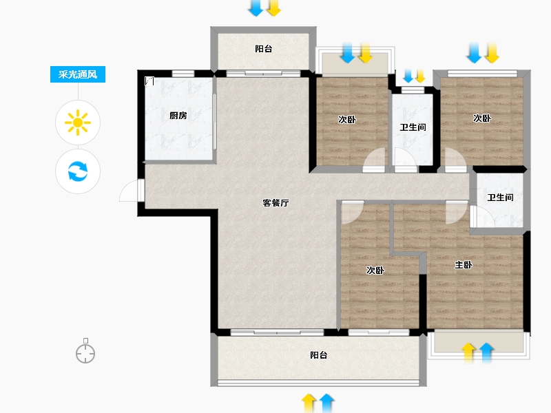 广东省-汕头市-龙光逸景阳光嘉府-119.91-户型库-采光通风