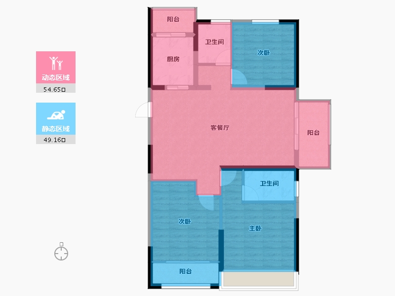 江苏省-淮安市-中天清江诚品-93.80-户型库-动静分区