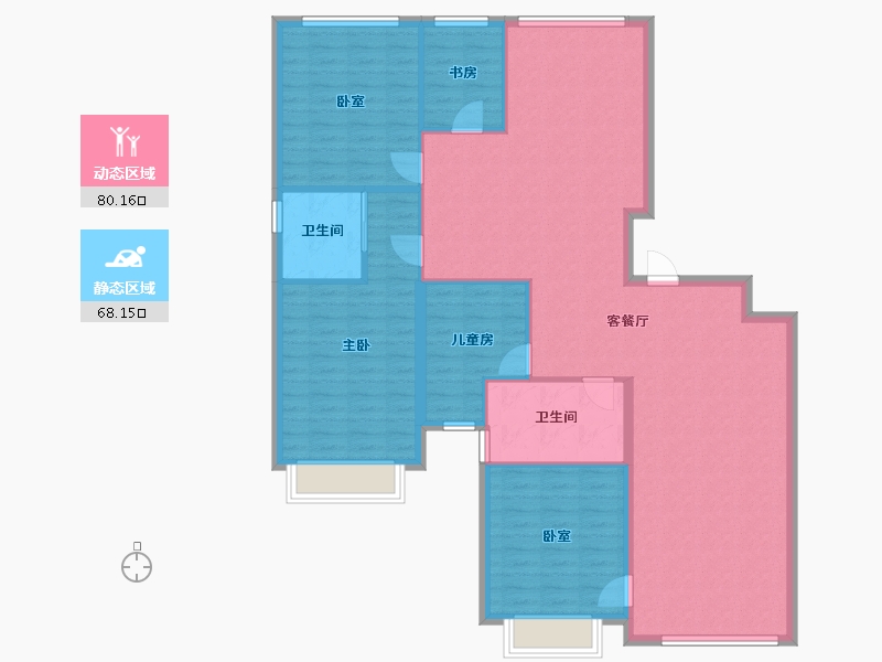 内蒙古自治区-鄂尔多斯市-学府名苑-136.19-户型库-动静分区