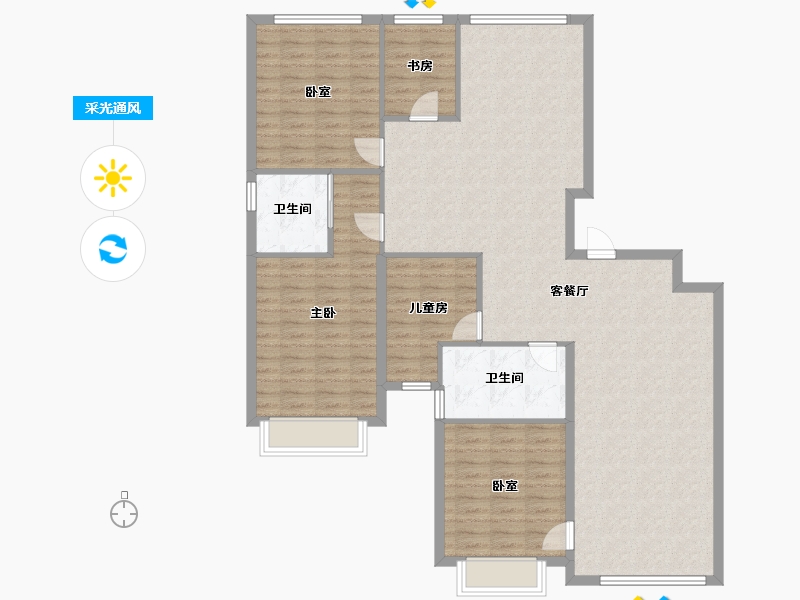 内蒙古自治区-鄂尔多斯市-学府名苑-136.19-户型库-采光通风