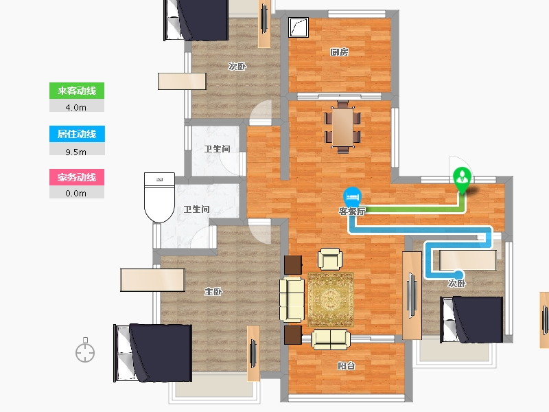 江苏省-淮安市-新城睿园-98.40-户型库-动静线