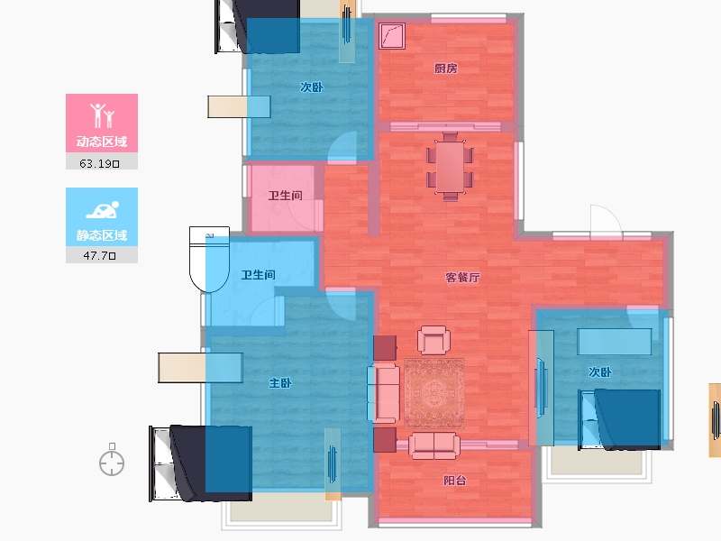 江苏省-淮安市-新城睿园-98.40-户型库-动静分区