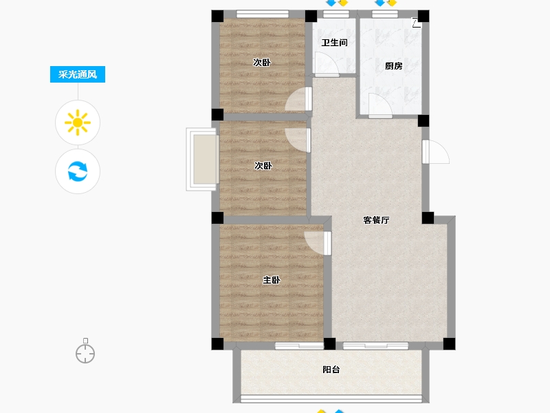 安徽省-安庆市-广源·城央壹品-81.23-户型库-采光通风