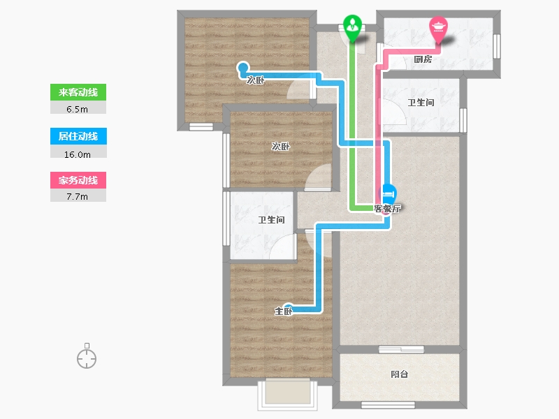 陕西省-宝鸡市-江河·凯旋城-94.35-户型库-动静线