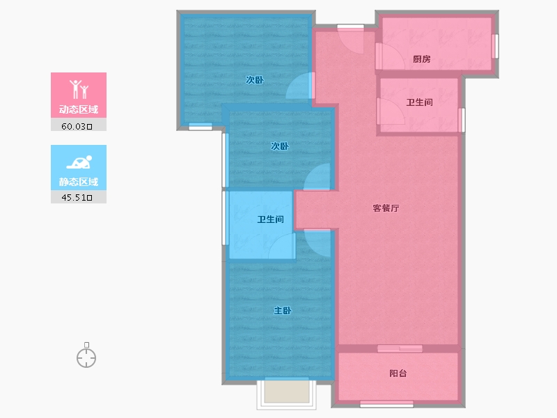 陕西省-宝鸡市-江河·凯旋城-94.35-户型库-动静分区