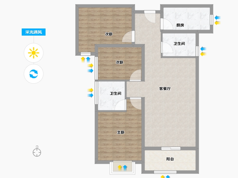 陕西省-宝鸡市-江河·凯旋城-94.35-户型库-采光通风