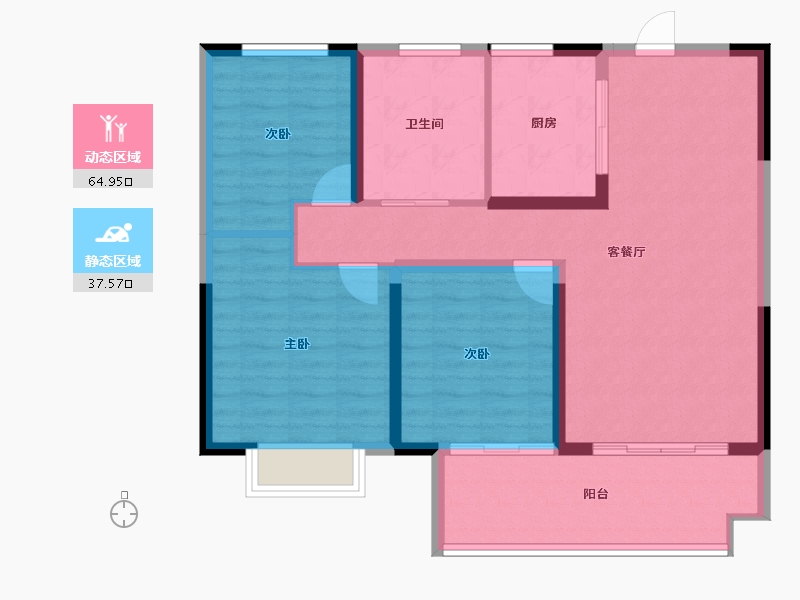 江苏省-淮安市-京师学院里-92.57-户型库-动静分区