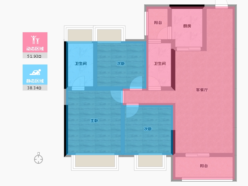 湖北省-黄冈市-武汉恒大国际旅游城-78.75-户型库-动静分区