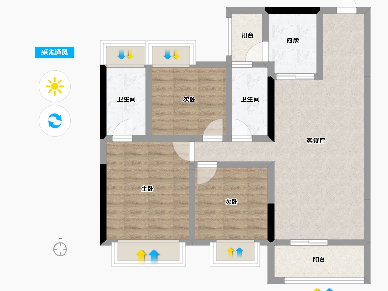 湖北省-黄冈市-武汉恒大国际旅游城-78.75-户型库-采光通风