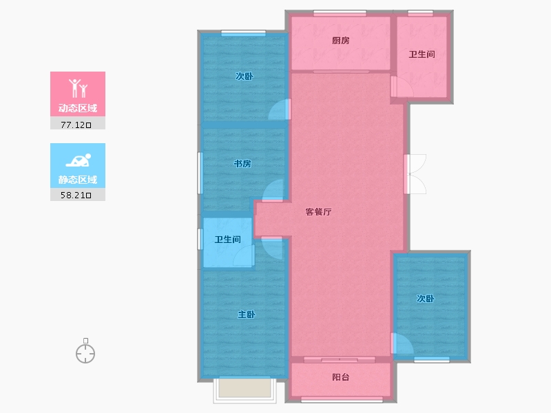 山东省-淄博市-鸿暻悦城-122.40-户型库-动静分区