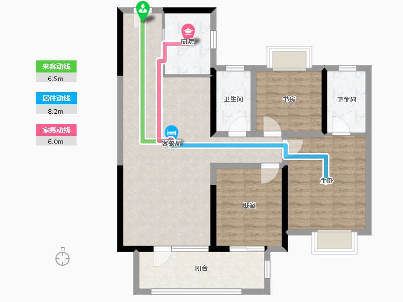 湖北省-黄冈市-铁投·书香林语-92.79-户型库-动静线