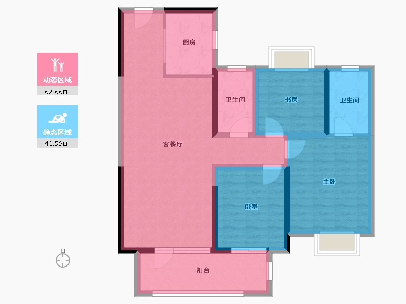 湖北省-黄冈市-铁投·书香林语-92.79-户型库-动静分区