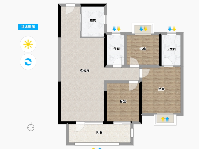 湖北省-黄冈市-铁投·书香林语-92.79-户型库-采光通风