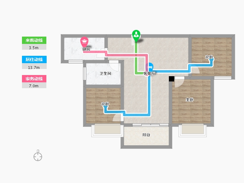 山东省-淄博市-鸿暻悦城-79.55-户型库-动静线