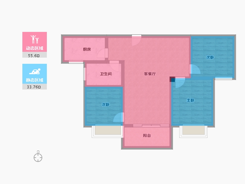 山东省-淄博市-鸿暻悦城-79.55-户型库-动静分区